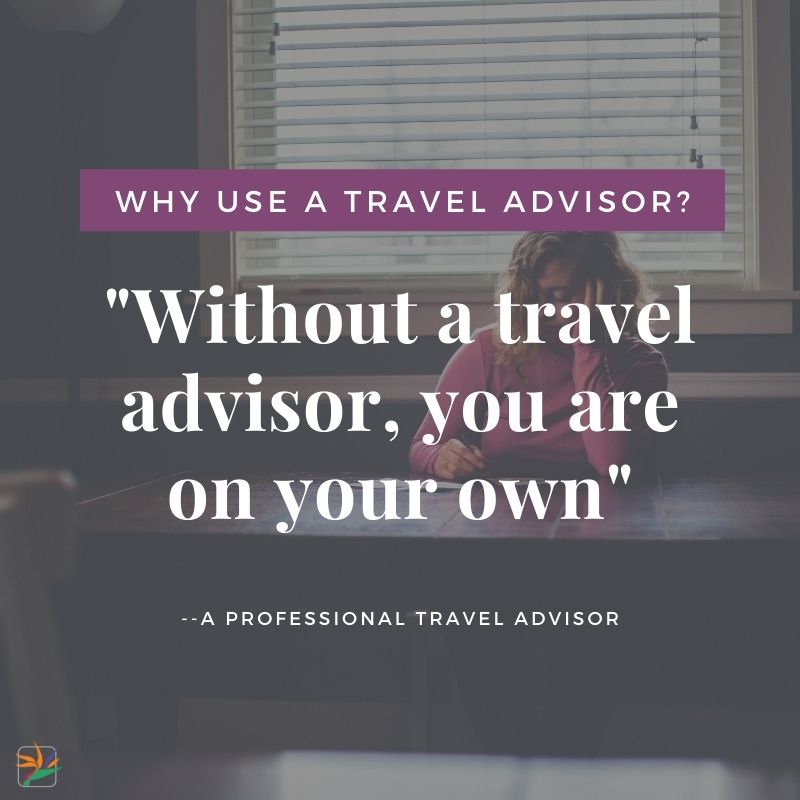 Why Use a travel advisor? Without a travel advisor, you are own your own.